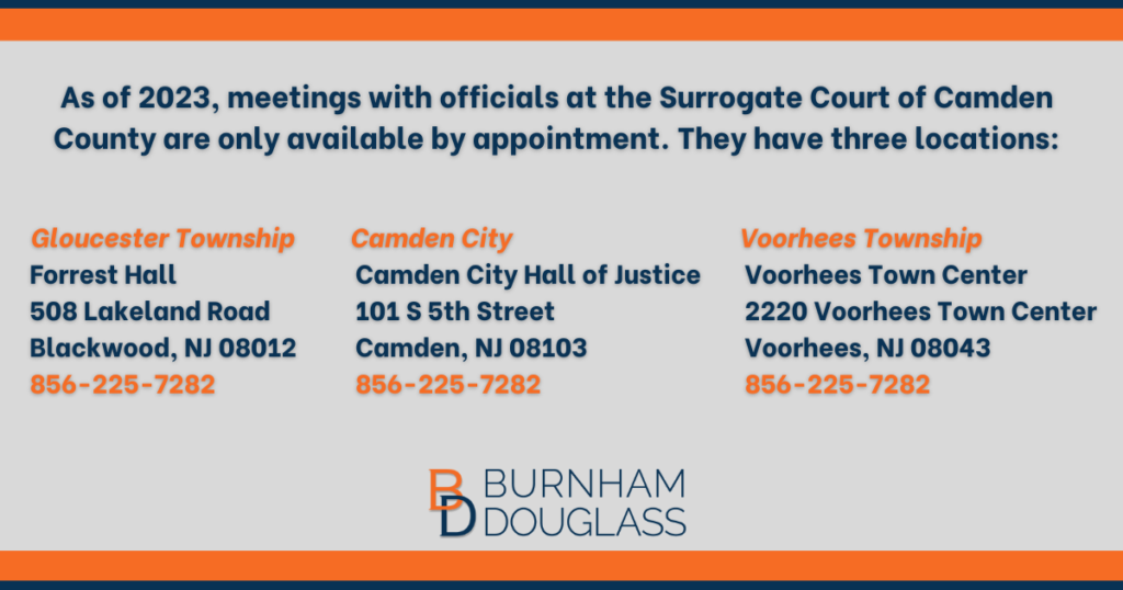 3 locations and contact information for Camden County Surrogate Courts